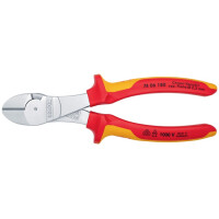 Knipex - Kraft-Seitenschneider verchromt, isoliert mit Mehrkomponenten-Hüllen, VDE-geprüft 180 mm (74 06 180)