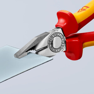 Knipex - Kombizange verchromt, isoliert mit Mehrkomponenten-Hüllen, VDE-geprüft 180 mm (03 06 180)