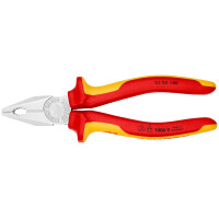 Knipex - Kombizange verchromt, isoliert mit Mehrkomponenten-Hüllen, VDE-geprüft 180 mm (03 06 180)
