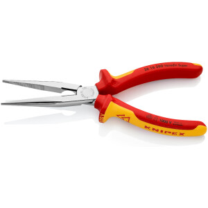 Knipex - Flachrundzange mit Schneide verchromt, isoliert...