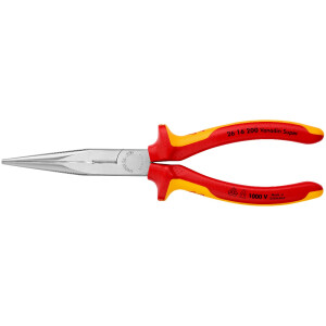 Knipex - Flachrundzange mit Schneide verchromt, isoliert mit Mehrkomponenten-Hüllen, VDE-geprüft 200 mm (26 16 200)