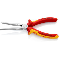 Knipex - Flachrundzange mit Schneide verchromt, isoliert mit Mehrkomponenten-Hüllen, VDE-geprüft 200 mm (26 16 200)