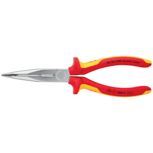 Knipex - Flachrundzange mit Schneide verchromt, isoliert mit Mehrkomponenten-Hüllen, VDE-geprüft 200 mm (26 26 200)