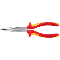Knipex - Flachrundzange mit Schneide verchromt, isoliert mit Mehrkomponenten-Hüllen, VDE-geprüft 200 mm (26 26 200)