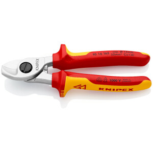 Knipex - Kabelschere verchromt, isoliert mit Mehrkomponenten-Hüllen, VDE-geprüft 165 mm (95 16 165)