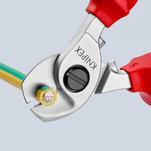 Knipex - Kabelschere verchromt, isoliert mit Mehrkomponenten-Hüllen, VDE-geprüft 165 mm (95 16 165)
