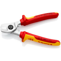 Knipex - Kabelschere verchromt, isoliert mit Mehrkomponenten-Hüllen, VDE-geprüft 165 mm (95 16 165)