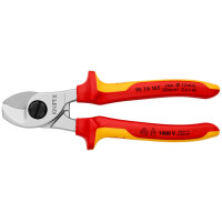 Knipex - Kabelschere verchromt, isoliert mit Mehrkomponenten-Hüllen, VDE-geprüft 165 mm (95 16 165)