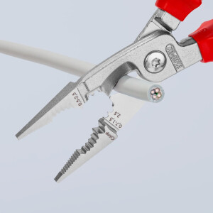 Knipex - Elektro-Installationszange verchromt, isoliert mit Mehrkomponenten-Hüllen, VDE-geprüft 200 mm (13 86 200)