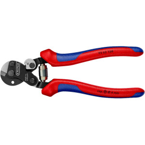 Knipex - Drahtseilschere brüniert, mit Mehrkomponenten-Hüllen 160 mm (95 62 160)
