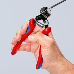 Knipex - Drahtseilschere brüniert, mit Mehrkomponenten-Hüllen 160 mm (95 62 160)