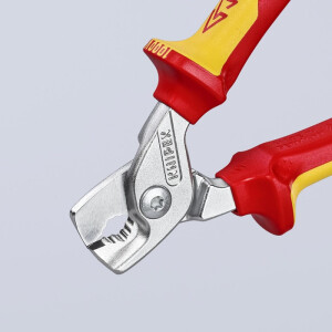 Knipex - Kabelschere verchromt, isoliert mit Mehrkomponenten-Hüllen, VDE-geprüft 160 mm (95 16 160)