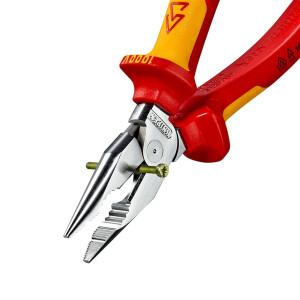 Knipex - Spitzkombizange verchromt, isoliert mit Mehrkomponenten-Hüllen, VDE-geprüft 185 mm (08 26 185)