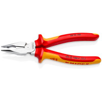 Knipex - Spitzkombizange verchromt, isoliert mit Mehrkomponenten-Hüllen, VDE-geprüft 185 mm (08 26 185)