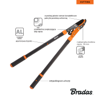 Bradas - Amboss- Astschere mit Getriebe bis 5cm
