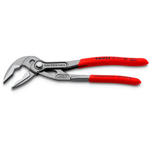 Knipex - Cobra® ES Wasserpumpenzange grau atramentiert, mit rutschhemmendem Kunststoff überzogen 180 mm (87 51 180)