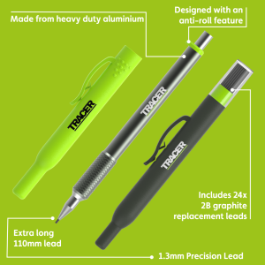 Tracer - Aluminium Präzisions- Bleistift mit Ersatzminen - Magazin (APPK1-PRO)