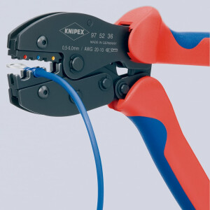 Knipex - PreciForce® Crimpzange brüniert, mit Mehrkomponenten-Hüllen 220 mm (97 52 36 SB)