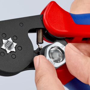 Knipex - Selbstest.Crimpzange f.Aderendhülsen brüniert, mit Mehrkomponenten-Hüllen 180 mm (97 53 14 SB)