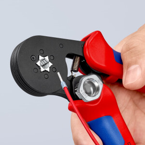 Knipex - Selbstest.Crimpzange f.Aderendhülsen brüniert, mit Mehrkomponenten-Hüllen 180 mm (97 53 14 SB)