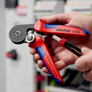 Knipex - Selbstest.Crimpzange f.Aderendhülsen brüniert, mit Mehrkomponenten-Hüllen 180 mm (97 53 14 SB)