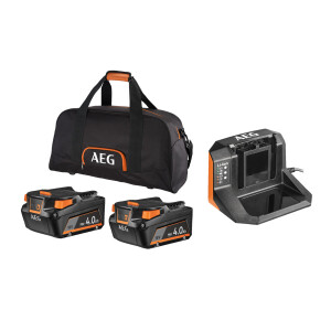 AEG - 18V Akku Starterset 2x 4Ah Akku, Lader & Tasche...