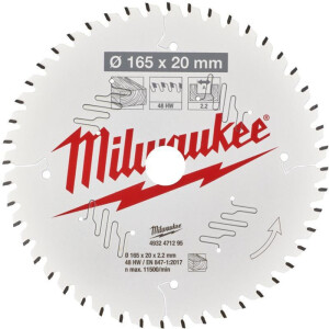 Milwaukee - Kreissägeblatt 165/20 mm 48Z Holz (4932471295)