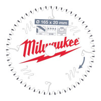 Milwaukee - Kreissägeblatt 165/20 mm 52Z Holz/Alu (4932471296)