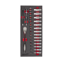 Milwaukee - 3/8" Ratschen+Nüsse Einlage 32-tlg. (4932479825)